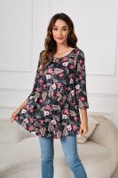 Tunic Tops for Women Plus Size 3/4 Sleeve Crew Neck Swing Flare Loose T-Shirt Blouses to Wear with Leggings