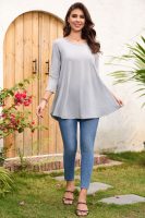 Tunic Tops for Women Plus Size 3/4 Sleeve Crew Neck Swing Flare Loose T-Shirt Blouses to Wear with Leggings