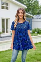 Tunic Tops for Women Plus Size Short Sleeve Crew Neck Swing Flare Loose T-Shirt Blouses to Wear with Leggings