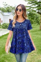 Tunic Tops for Women Plus Size Short Sleeve Crew Neck Swing Flare Loose T-Shirt Blouses to Wear with Leggings