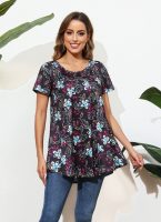 Tunic Tops for Women Plus Size Short Sleeve Crew Neck Swing Flare Loose T-Shirt Blouses to Wear with Leggings