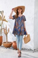 Tunic Tops for Women Plus Size Short Sleeve Crew Neck Swing Flare Loose T-Shirt Blouses to Wear with Leggings