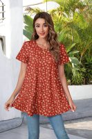 Tunic Tops for Women Plus Size Short Sleeve Crew Neck Swing Flare Loose T-Shirt Blouses to Wear with Leggings